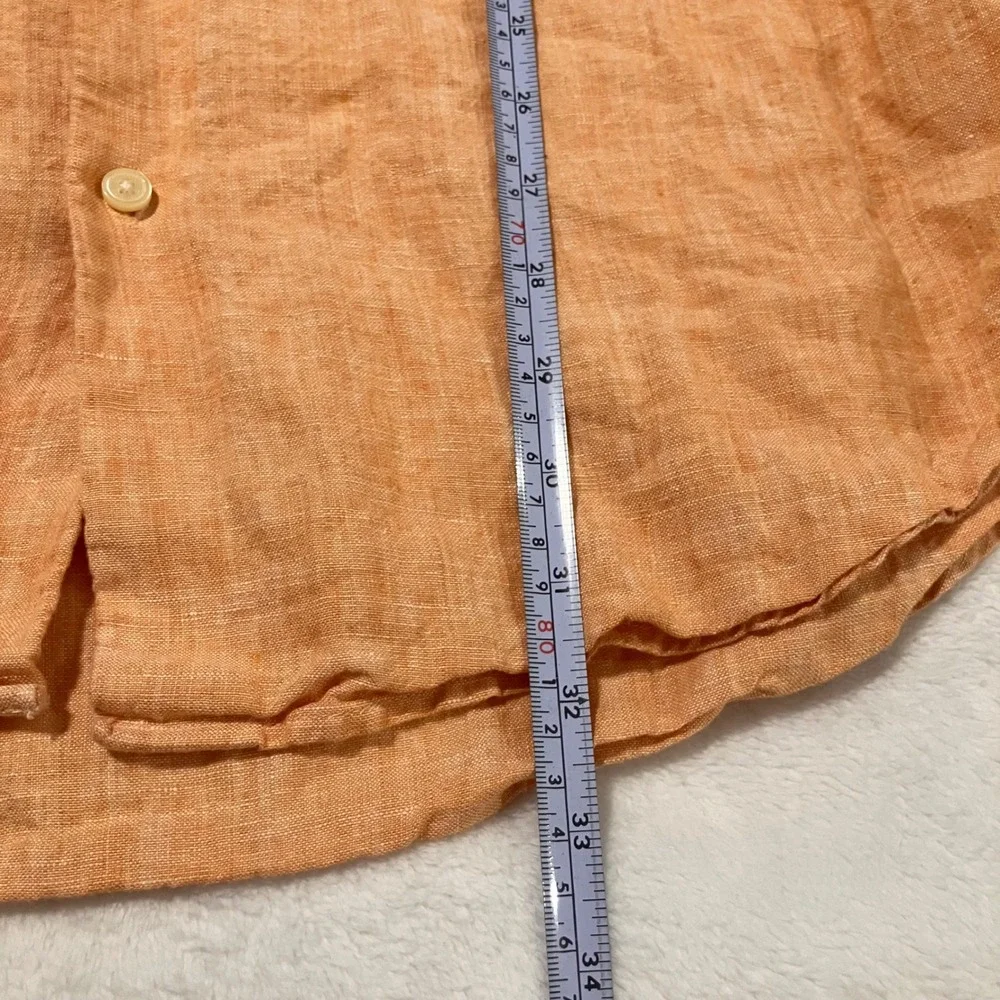 Banana Republic 100% Linen Long Sleeve Button Up Shirt Men's XL Orange